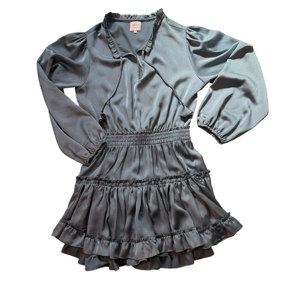 Misa Los Angeles Lorena Satin Mini Dress Blue - Picture 2 of 6